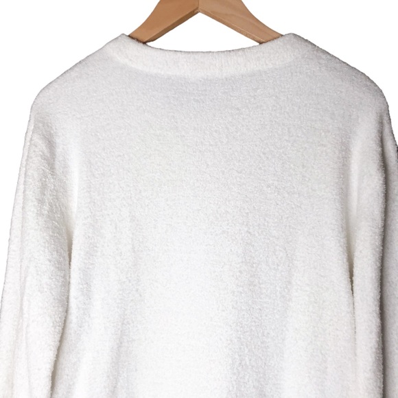 Large Winter White Knix Cozzzy Crew Top Pullover Fuzzy Shirt Lounge Plush - Picture 7 of 14
